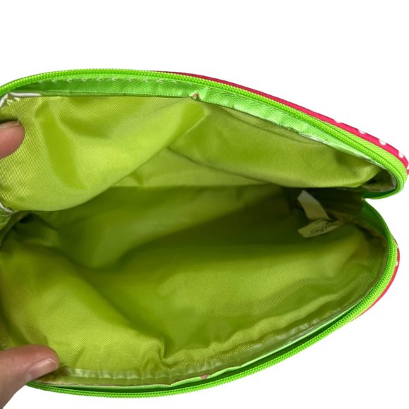 Once Upon A Rose Cosmetic Zip Closure Pouch Set Of 3 Pink Green Polka Dot Bags - Picture 8 of 11